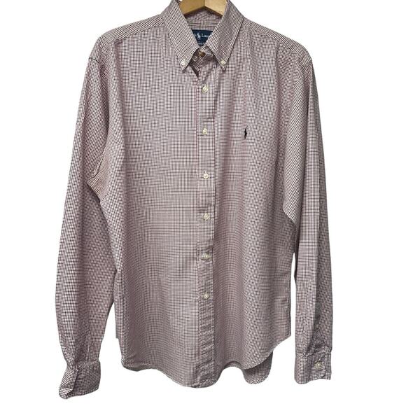 Ralph Lauren Polo Red Black Check Plaid 17 x 36/37 Button Down Shirt Classic Fit - Picture 1 of 7